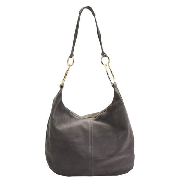 MARLON Made In Italy Suede Hobo With Rings